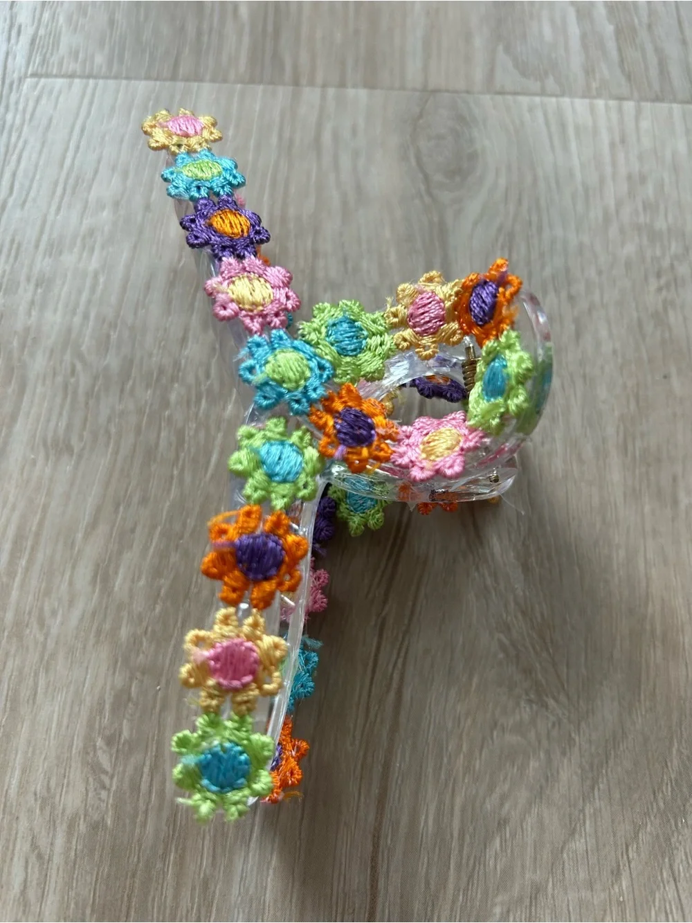 Hand Embroidered Floral Crochet Hair Clip 🌻💐🌷